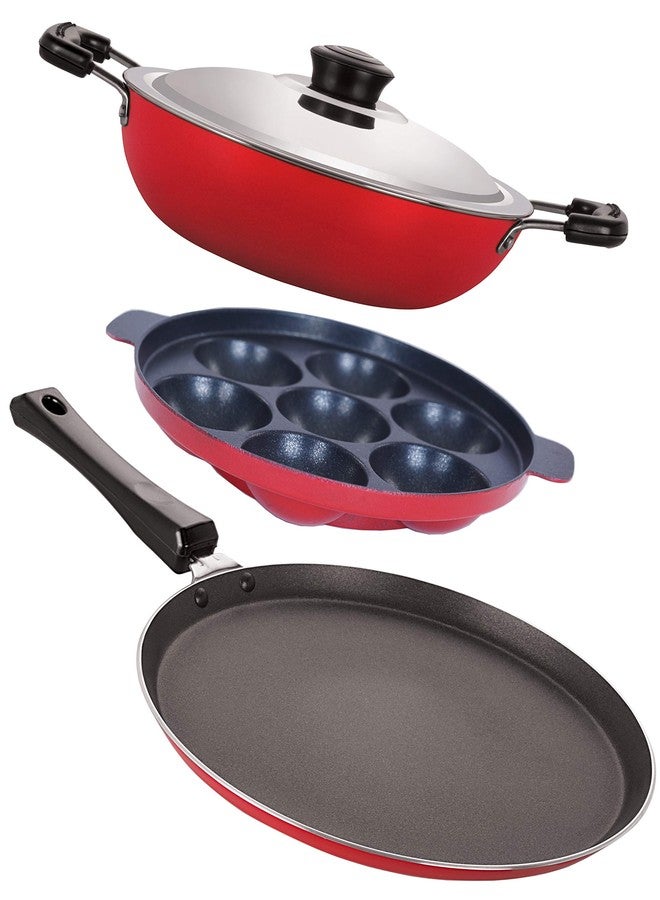Nirlon Non-Stick Aluminium Stain Resistance Non-Induction 3 Piece Cookware Utensil with Premium Quality - Image 1